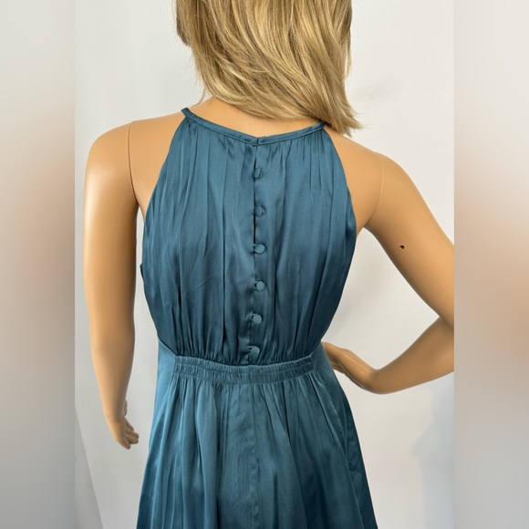Ad:Hoc Women’s Teal Color Silky Dress Size Medium - Picture 3 of 9